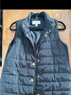 Michael Kors Black Quilted Puffer Vest with Gold-Tone Snaps